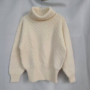 Braemar Womens Sz 40 (US M) Ivory Knit 100% Pure Wool Turtleneck Sweater